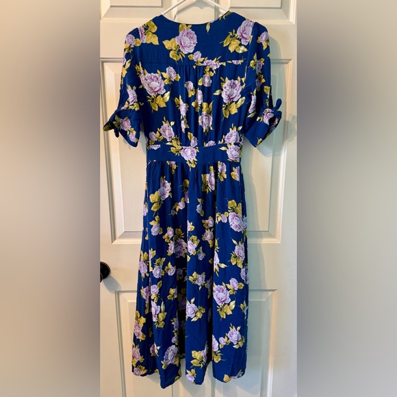 Free People Printed Love of My Life Midi Dress Floral Blue XS Button Front Midi - Picture 5 of 16